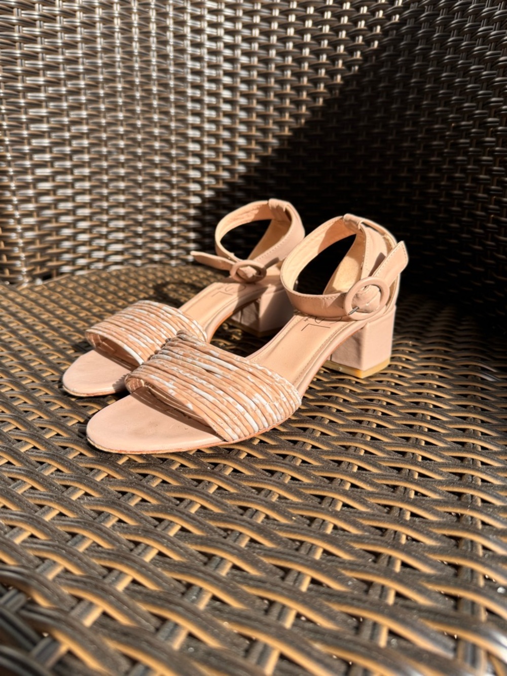 AGL Women’s Nude Block Heel Ankle Strap Sandals